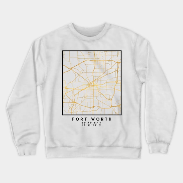 FORT WORTH CITY STREET MAP ART Crewneck Sweatshirt by deificusArt